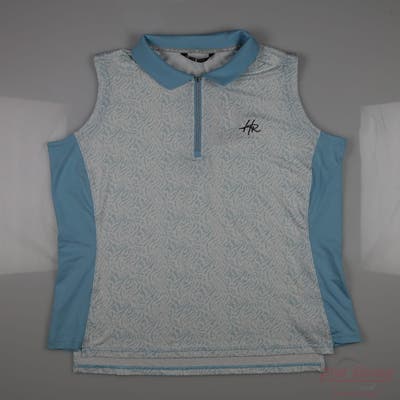 New W/ Logo Womens Level Wear Sleeveless Large L White/Blue MSRP $106