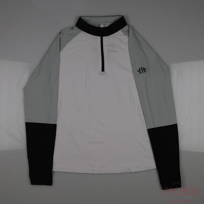 New W/ Logo Womens Footjoy 1/4 Zip Pullover Large L White MSRP $80