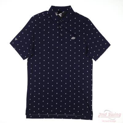 New W/ Logo Mens Level Wear Polo Large L Blue MSRP $80