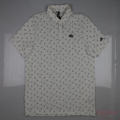 New W/ Logo Mens Adidas Polo X-Large XL White MSRP $80