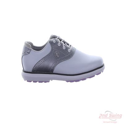 New Womens Golf Shoe Footjoy Traditions Spikeless Medium 8.5 White/Silver/Pink MSRP $120