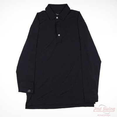 New Mens IBKUL Long Sleeve Polo Large L Gray MSRP $92