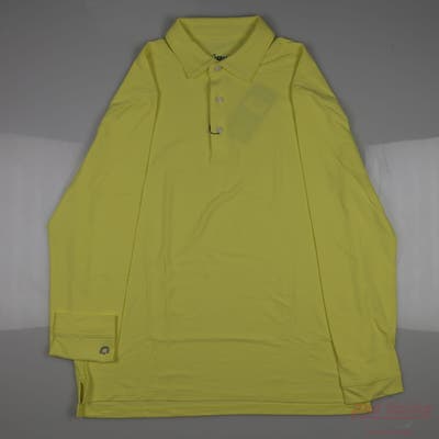New Mens IBKUL Long Sleeve Polo Medium M Yellow MSRP $92
