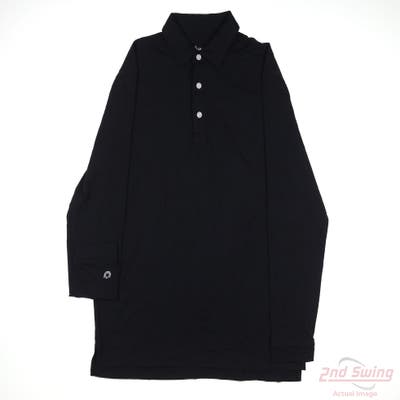 New Mens IBKUL Long Sleeve Polo Medium M Black MSRP $92