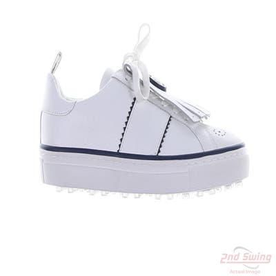 New Womens Golf Shoe G-Fore Durf Saddle Stripe Leather Kiltie 9 White/Navy MSRP $225 GLF000086