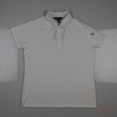 New W/ Logo Womens Swannies Polo Large L White MSRP $80