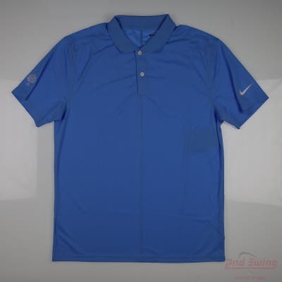 New W/ Logo Mens Nike Polo Large L Blue MSRP $80