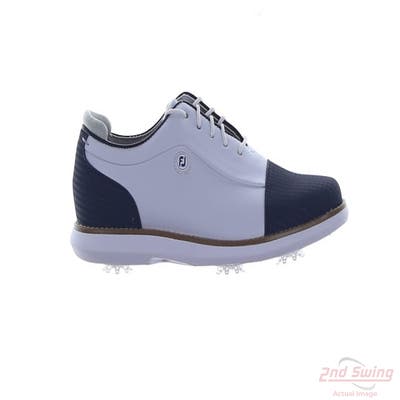 New Womens Golf Shoe Footjoy Traditions Cap Toe Medium 7 White/Navy MSRP $120