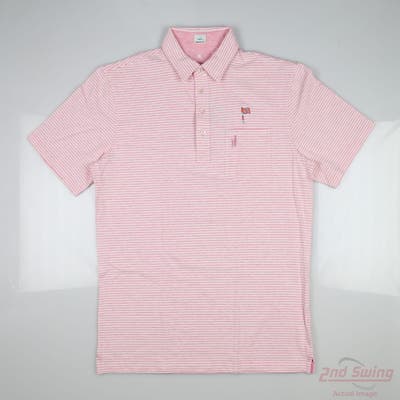 New W/ Logo Mens Johnnie-O Polo Medium M Pink MSRP $89 JMP03050