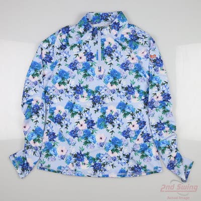 New W/ Logo Womens G-Fore 1/4 Zip Pullover Small S Blue MSRP $100