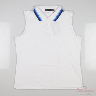 New Womens G-Fore Sleeveless Polo Medium M White MSRP $110 G4LF22K127