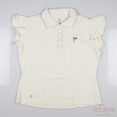 New W/ Logo Womens GG BLUE Polo X-Small XS White MSRP $50 E1127-XS