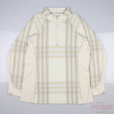 New W/ Logo Womens Peter Millar 1/4 Zip Pullover Large L Yellow MSRP $99 LF22EK07A