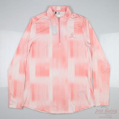 New W/ Logo Womens Adidas 1/4 Zip Pullover Large L Pink MSRP $85 IX1405