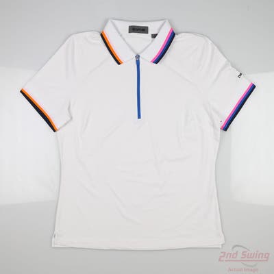 New W/ Logo Womens G-Fore Polo Large L White MSRP $100 GLP000072