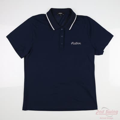 New Womens Malbon Polo Large L Navy Blue MSRP $100