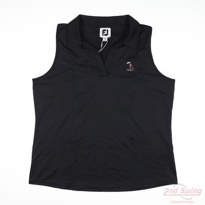 New W/ Logo Womens Footjoy Sleeveless Polo Large L Black MSRP $80 29805
