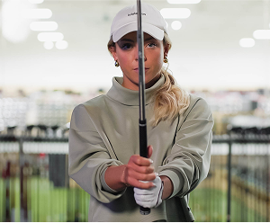 Golfer in a fitting bay